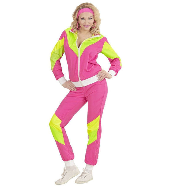 Neon 80S Trainingspak Fout Groen Roze van Widmann koop je bij Partywinkel