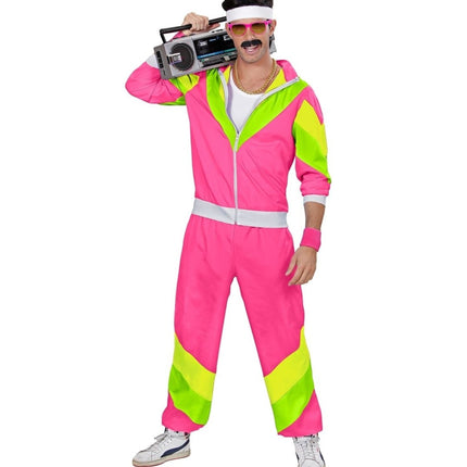 Neon 80S Trainingspak Fout Groen Roze van Widmann koop je bij Partywinkel