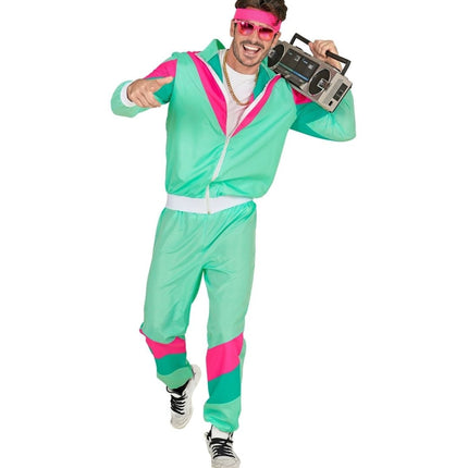 Neon 80S Trainingspak Fout Turquoise van Widmann koop je bij Partywinkel