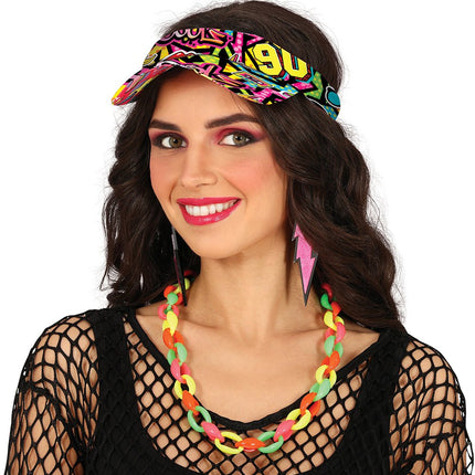 Neon 80S Zonneklep - Partywinkel - 8434077136645