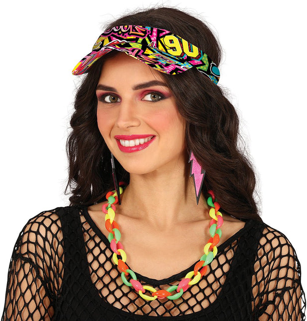 Neon 80S Zonneklep - Partywinkel - 8434077136645