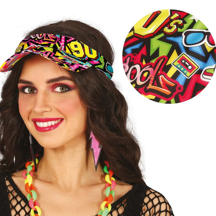 Neon 80S Zonneklep - Partywinkel - 8434077136645