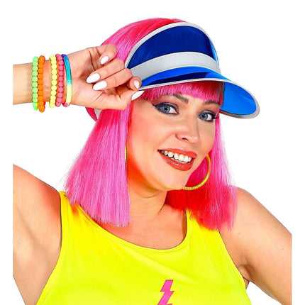 Neon 80S Zonneklep Blauw van Widmann koop je bij Partywinkel