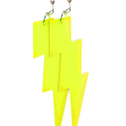 Neon Gele Oorbellen Bliksem van Wilbers & Wilbers koop je bij Partywinkel