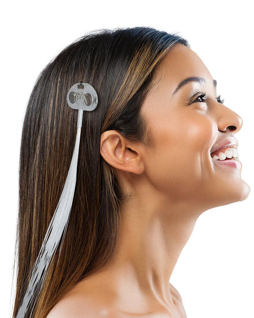 Neon Paarse Hair Extension Met Licht 30cm van Fiestas Guirca koop je bij Partywinkel