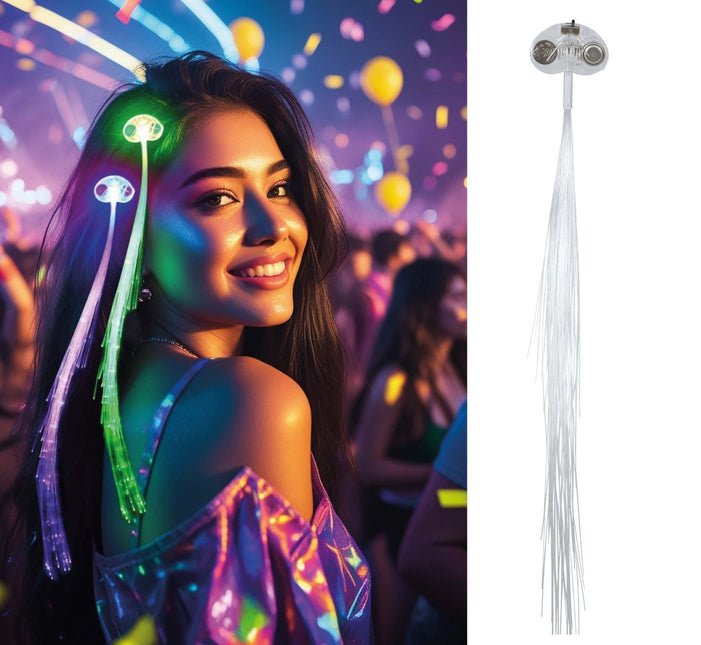 Neon Paarse Hair Extension Met Licht 30cm van Fiestas Guirca koop je bij Partywinkel