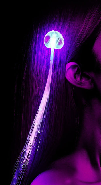 Neon Paarse Hair Extension Met Licht 30cm van Fiestas Guirca koop je bij Partywinkel