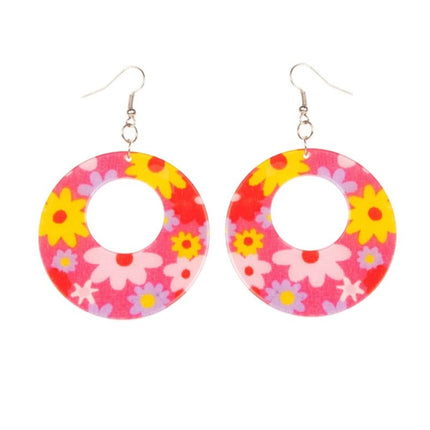 Neon Roze Hippie Oorbellen van Wilbers & Wilbers koop je bij Partywinkel