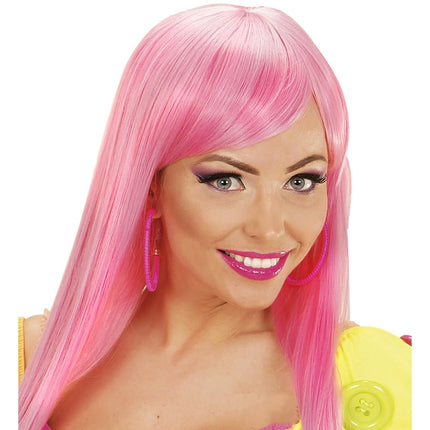 Neon Roze Oorbellen Ringen van Widmann koop je bij Partywinkel