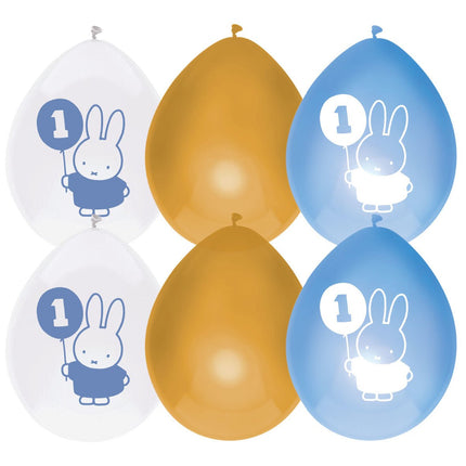 Nijntje Ballonnen 1 Jaar Blauw 30cm 6st van Haza Witbaard koop je bij Partywinkel