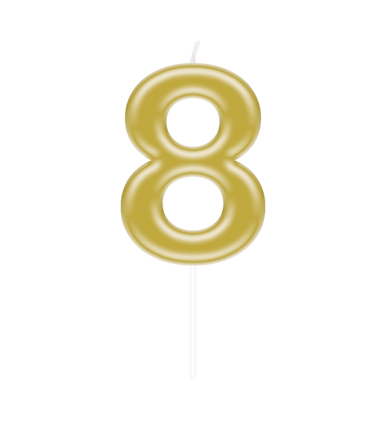 vela 8 Años Oro 10,5cm