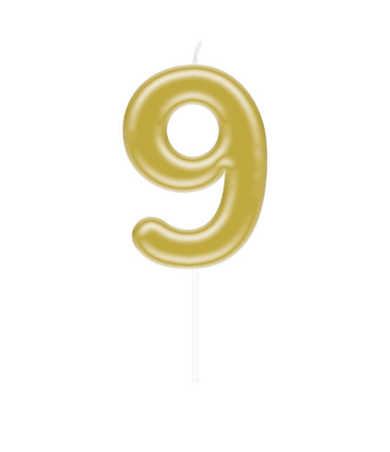 vela 9 Años Oro 10,5cm