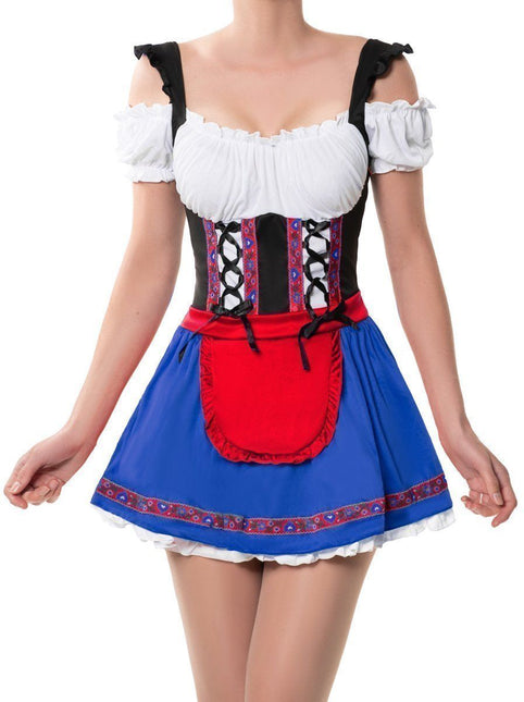 Vestido Dirndl Rojo Oktoberfest Azul Blanco Marlene
