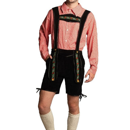 Lederhose Corto Negro Con Blusa