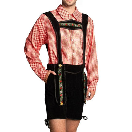 Lederhose Corto Negro Con Blusa