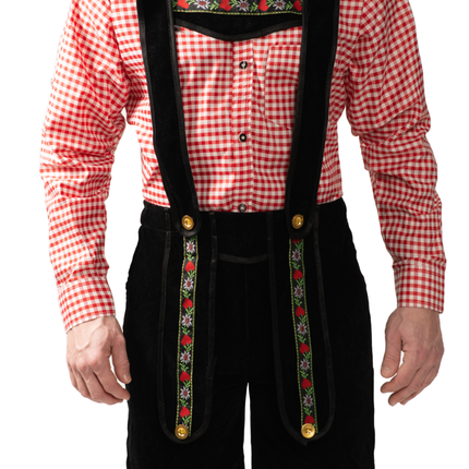 Lederhose Corto Negro Con Blusa