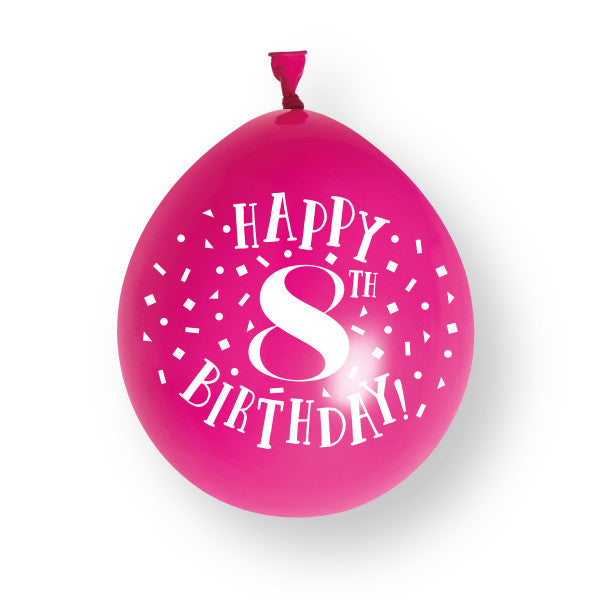 10 piezas Globos de látex "Feliz 8º Cumpleaños 23cm
