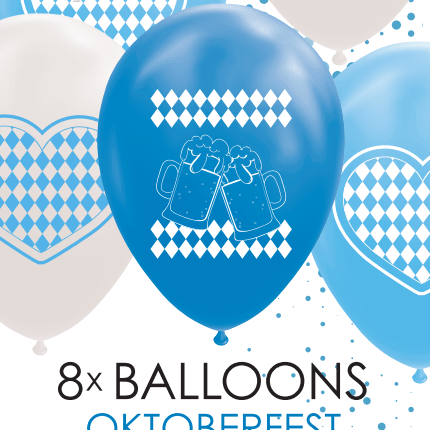 Oktoberfest Ballonnen Blauw Wit 30cm 8st van WeFiesta koop je bij Partywinkel