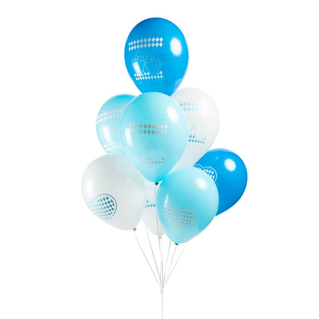Oktoberfest Ballonnen Blauw Wit 30cm 8st van WeFiesta koop je bij Partywinkel
