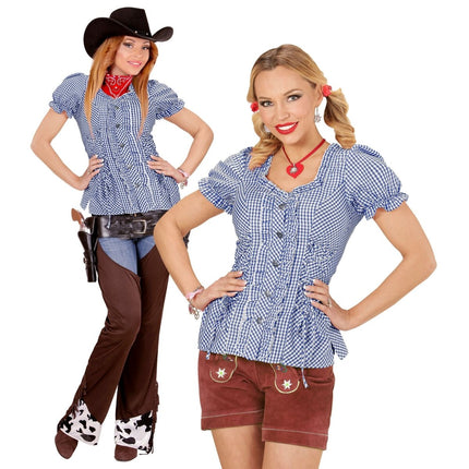 Oktoberfest Blouse Blauw Wit Dames van Widmann koop je bij Partywinkel