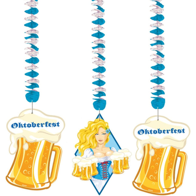 Oktoberfest Hangdecoratie Bierpullen 75cm 3st van Folat koop je bij Partywinkel