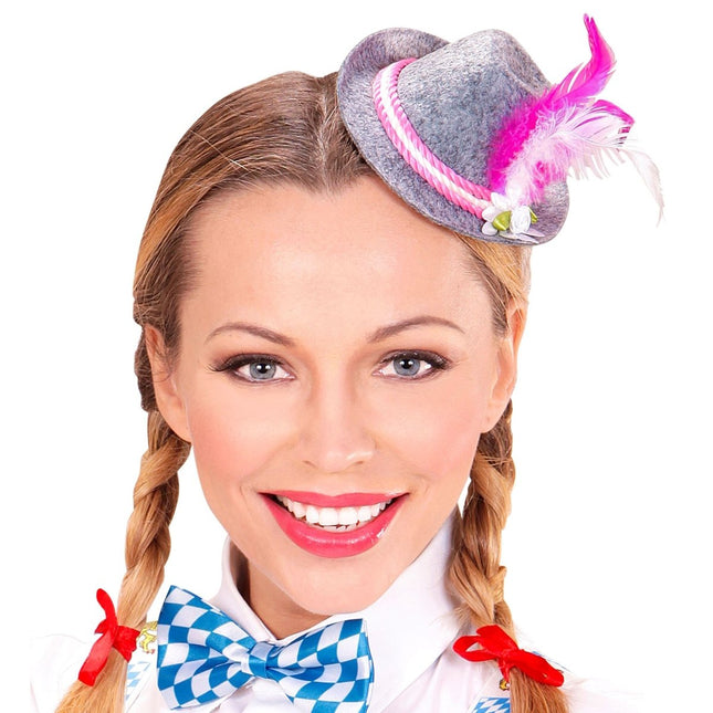 Oktoberfest Hoed Tiroler Mini Met Roze Veren van Widmann koop je bij Partywinkel