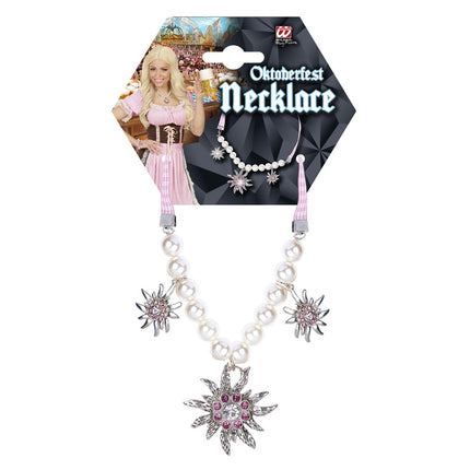 Oktoberfest Ketting Roze Zilver Met Edelweiss van Widmann koop je bij Partywinkel