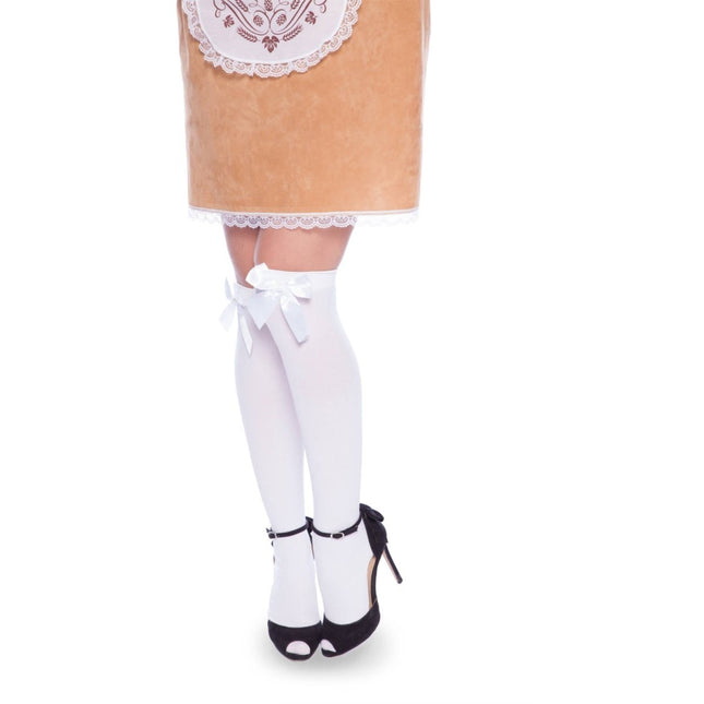 Oktoberfest Kousen Wit Met Strik - Partywinkel - 8714572635677