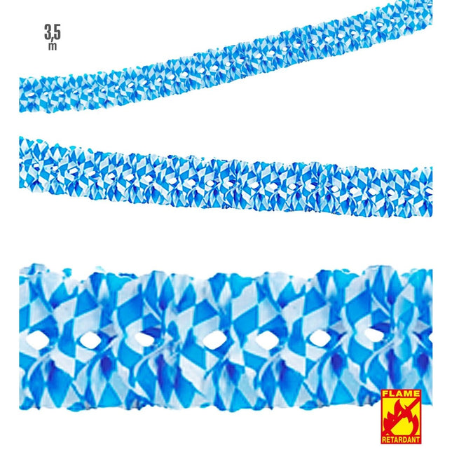Oktoberfest Slinger Blauw Wit Brandvertragend 3,5m van Widmann koop je bij Partywinkel
