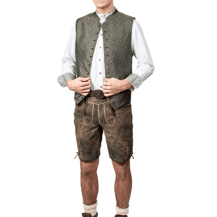 Oktoberfest Vest Donkergroen Trachtenweste Jaquard van Haus Huberts koop je bij Partywinkel