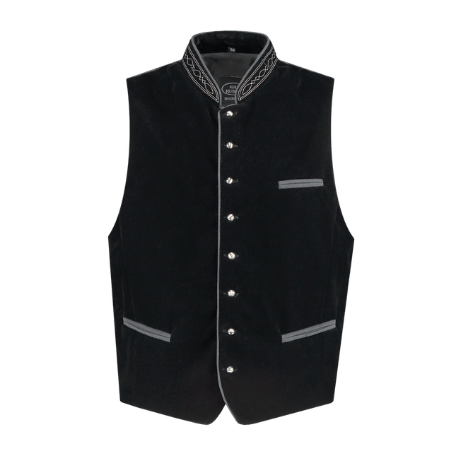 Oktoberfest Vest Zwart Trachtenweste Jaquard van Haus Huberts koop je bij Partywinkel