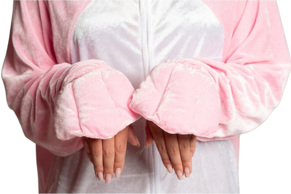 Onesie Haas Roze van Partychimp koop je bij Partywinkel