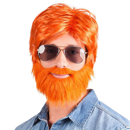 Oranje Pruik Dude Met Baard van Boland koop je bij Partywinkel