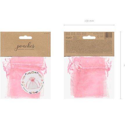 Organza Zakjes Roze 10cm 10st van Partydeco koop je bij Partywinkel