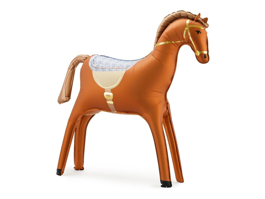 Paard Ballon Bruin Leeg 1,1m van Partydeco koop je bij Partywinkel