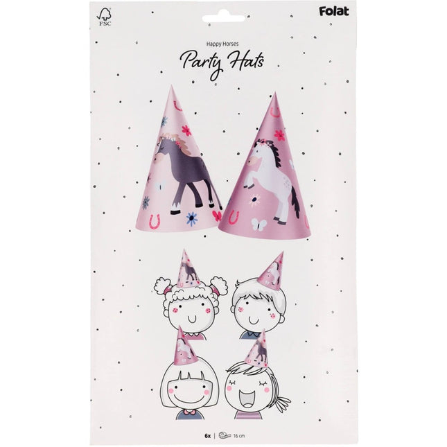 Paard Feesthoedjes 16cm 6st van Folat koop je bij Partywinkel