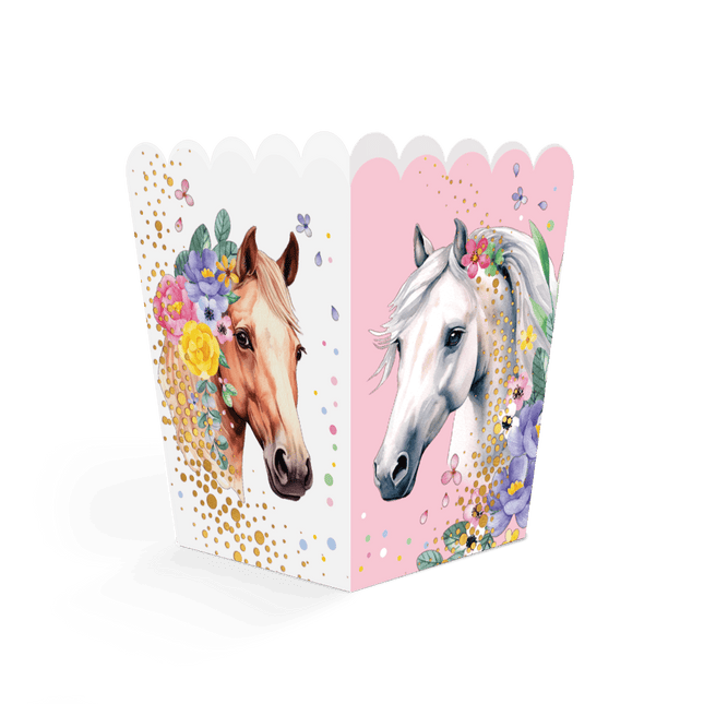 Paard Snackbakjes Wit Roze 6cm 8st van WeFiesta koop je bij Partywinkel
