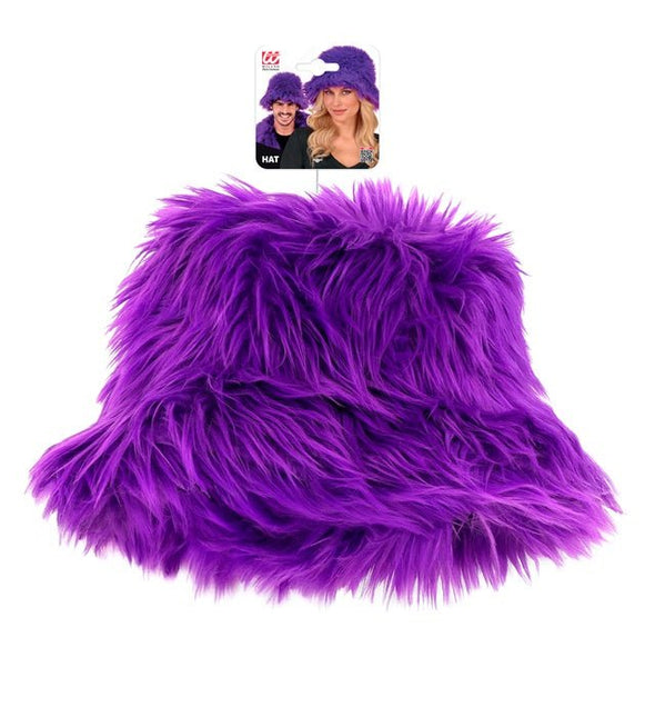 Paars Bucket Hat Pluche van Widmann koop je bij Partywinkel