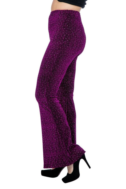 Paarse Broek Dames Flared Glitter van Wilbers & Wilbers koop je bij Partywinkel