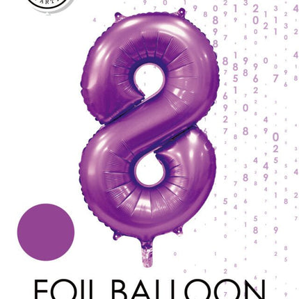 Paarse Cijfer Ballon 8 Jaar Glans 86cm van WeFiesta koop je bij Partywinkel