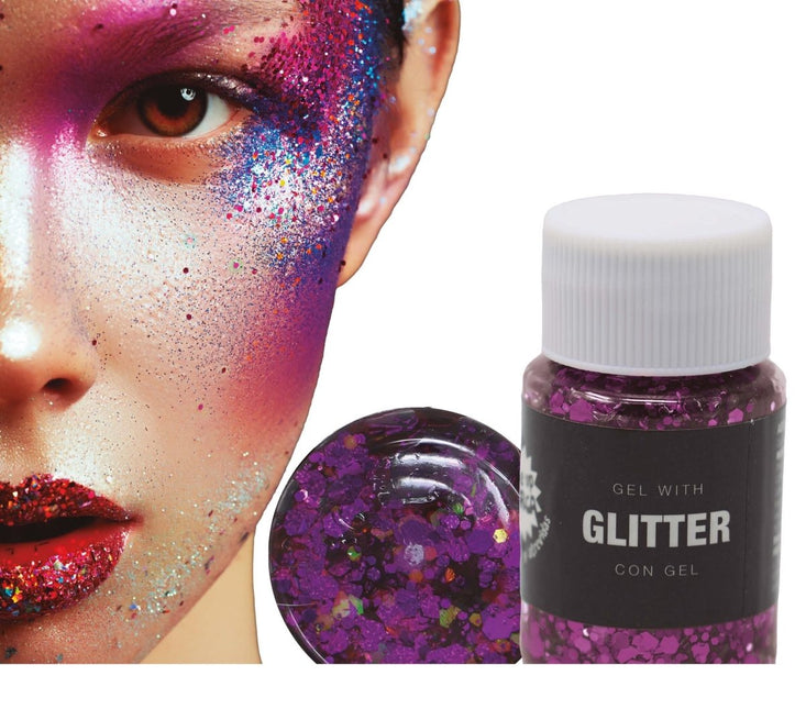 Paarse Glitter Gel 20g van Fiestas Guirca koop je bij Partywinkel