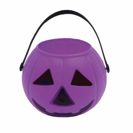 Paarse Halloween Snoep Emmer Pompoen 15cm van Fiestas Guirca koop je bij Partywinkel