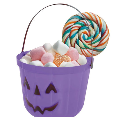 Paarse Halloween Snoep Emmer Pompoen 20cm van Fiestas Guirca koop je bij Partywinkel