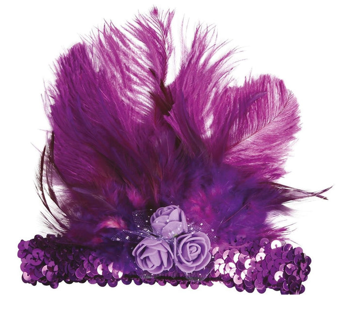 Paarse Hoofdband Veren van Fiestas Guirca koop je bij Partywinkel
