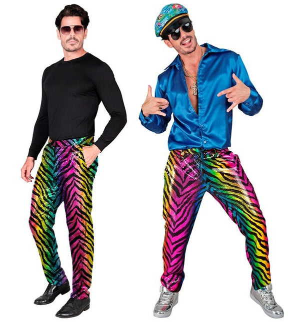 PAILLETTEN BROEK REGENBOOG TIJGER Volwassen van Widmann koop je bij Partywinkel