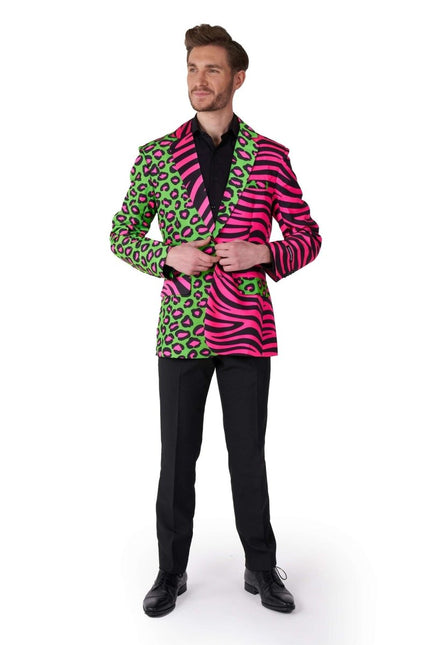 Panter Tijger Neon Blazer Heren Suitmeister van Suitmeister koop je bij Partywinkel