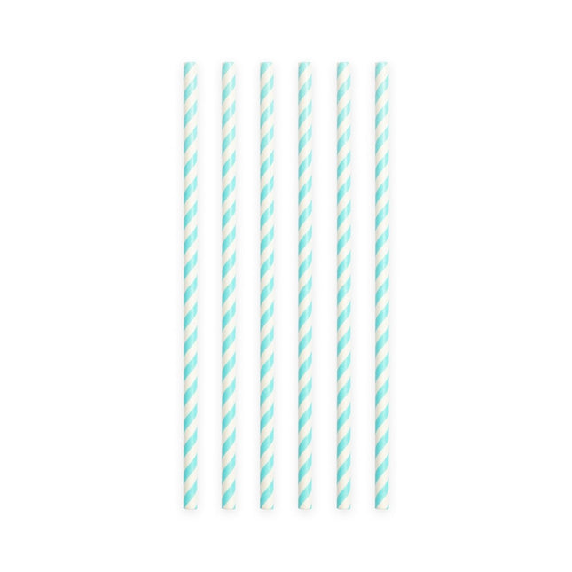 Papieren Rietjes Baby Blauw Gestreept 19,7cm 20st van WeFiesta koop je bij Partywinkel