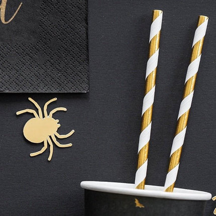 Papieren Rietjes Goud Wit Metallic 19,5cm 10st van Partydeco koop je bij Partywinkel