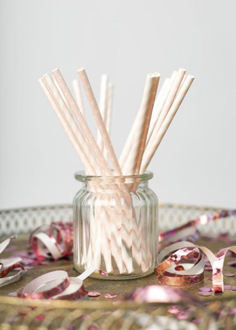Papieren Rietjes Lichtroze/wit Mix 19,7cm 20st van WeFiesta koop je bij Partywinkel