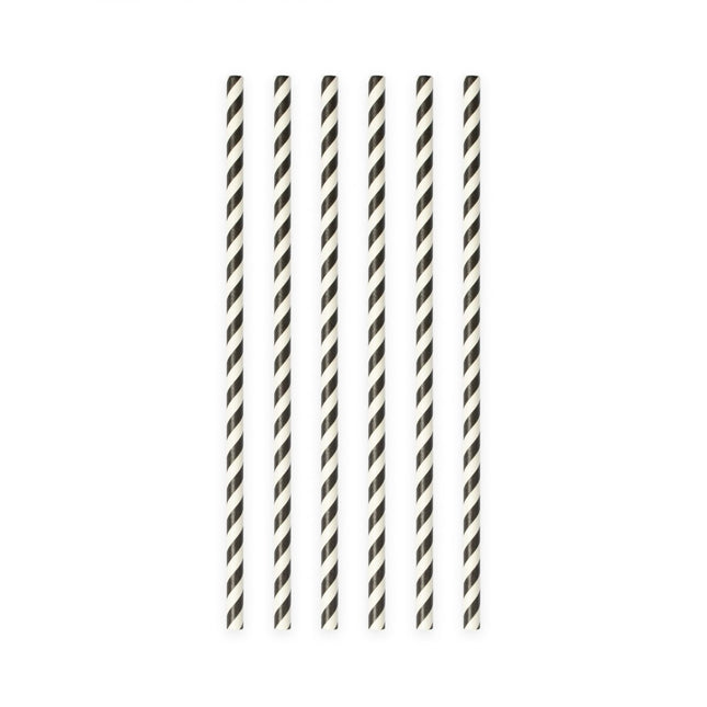 Papieren Rietjes Zwart Gestreept 19,7cm 20st van WeFiesta koop je bij Partywinkel